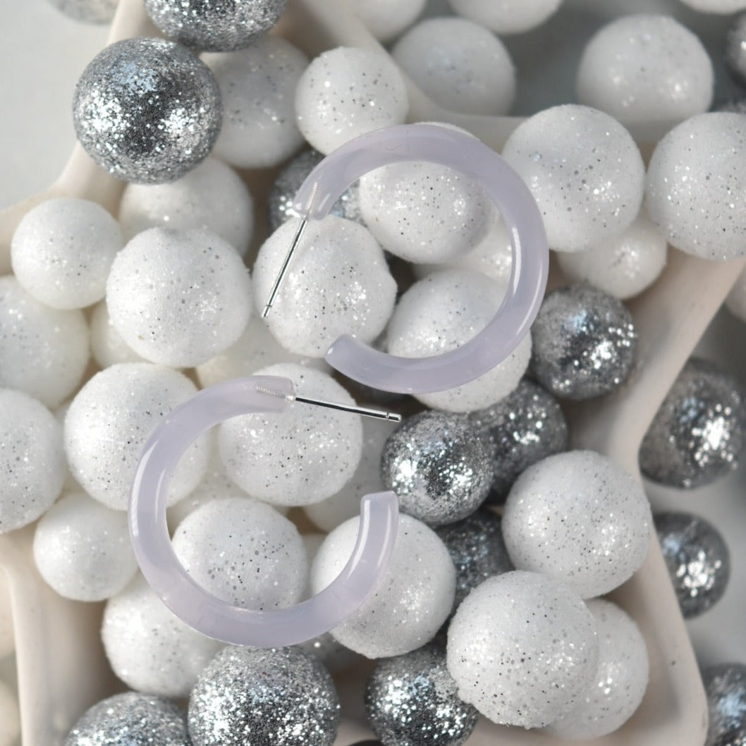 30mm Thin Round Hoops | Hoop Earrings Cellulose Acetate 925 Sterling Silver Posts