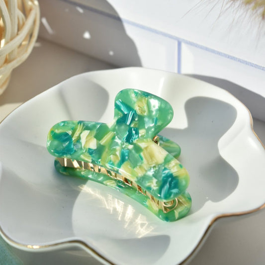 Mini French Hair Claw in Hemlock | Green Hair Clip Acetate Stainless Steel