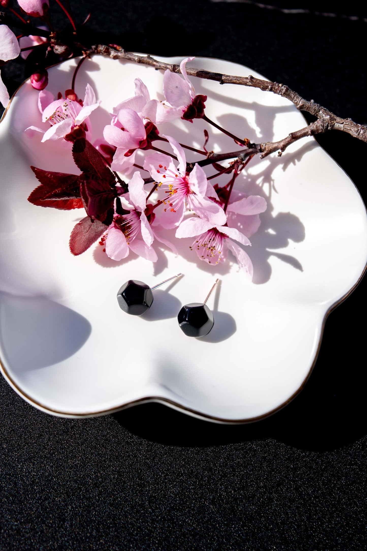 Kaleidoscope Studs In Tortoise, Shell, Black Pearl and White Jade Small Circle Sphere Ball Stud Earrings 925 Sterling Silver Posts