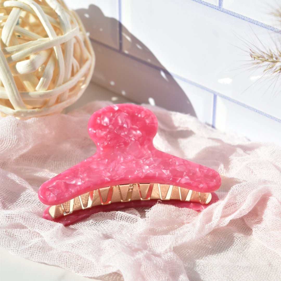 French Hair Claw in Peony | Pink Hair Clips Acetate Stainless Steel