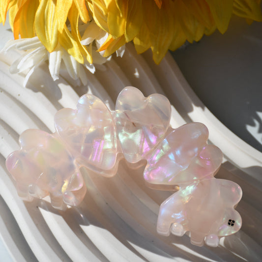 Heart Hair Claw in Star Dust | Pink Hair Clips Acetate