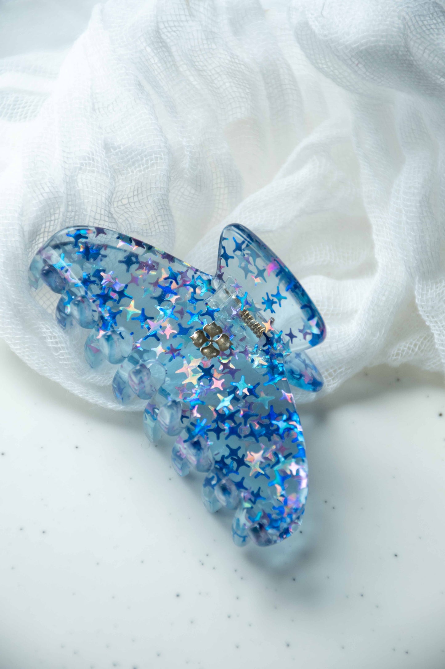 Glamour Grip Mini Acetate Hair Claw in The Jelly Collection | Pink Blue Clear Glitter | Italian Acetate Tortoise Shell Small Hair Clip