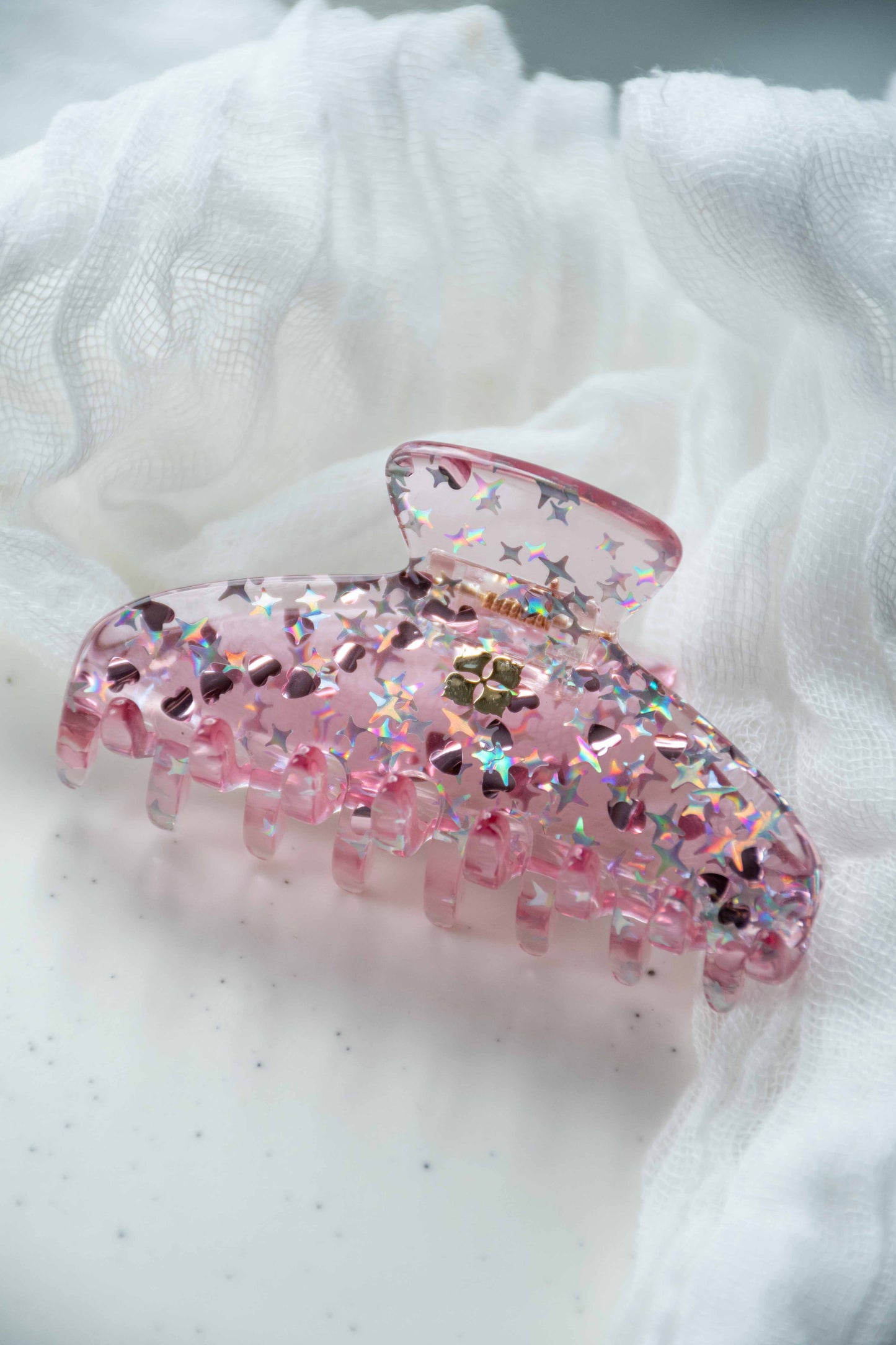 Glamour Grip Mini Acetate Hair Claw in The Jelly Collection | Pink Blue Clear Glitter | Italian Acetate Tortoise Shell Small Hair Clip