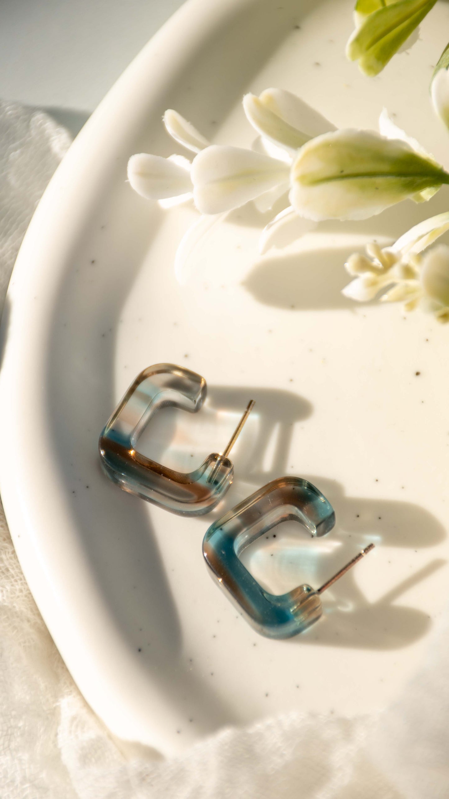 Mini Geo Hoops Collection | Geometric Modern Funky Square Colorful Tortoise Shell Acetate Resin Hoop Earrings