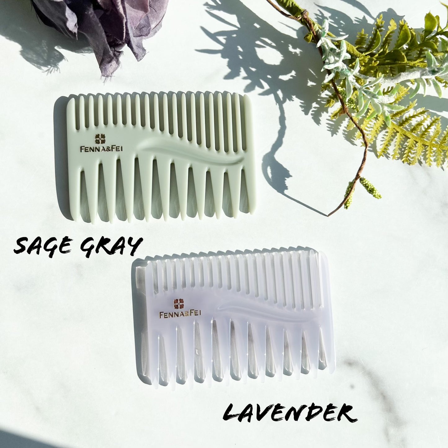 Duet Comb Collection | Tortoise Shell Hair Comb Pick Double Sided Hand Held Cellulose Acetate Resin