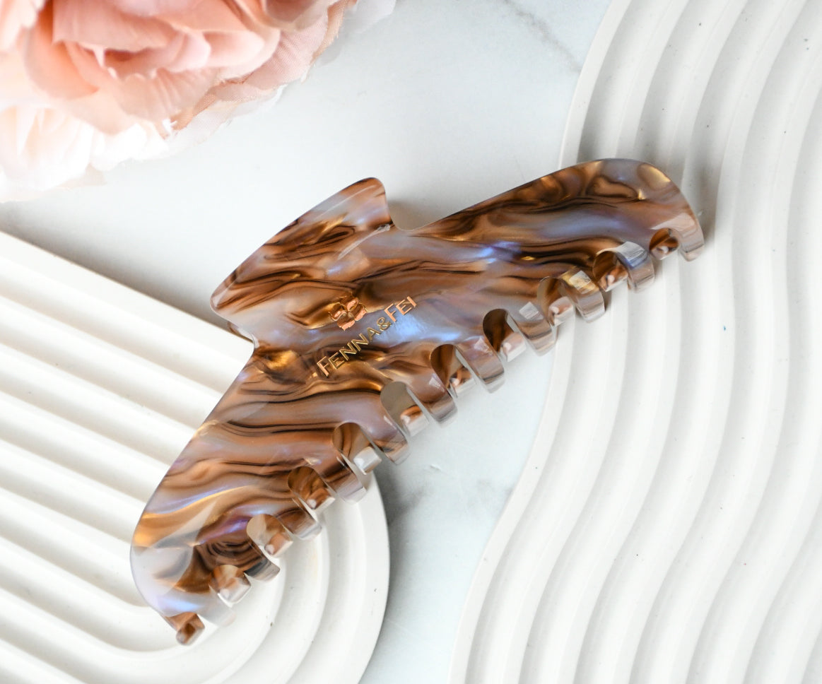 Glamour Grip XL Claw in Ametrine | Bronze Gold Lavender | Italian Acetate Tortoise Shell XL Hair Clip