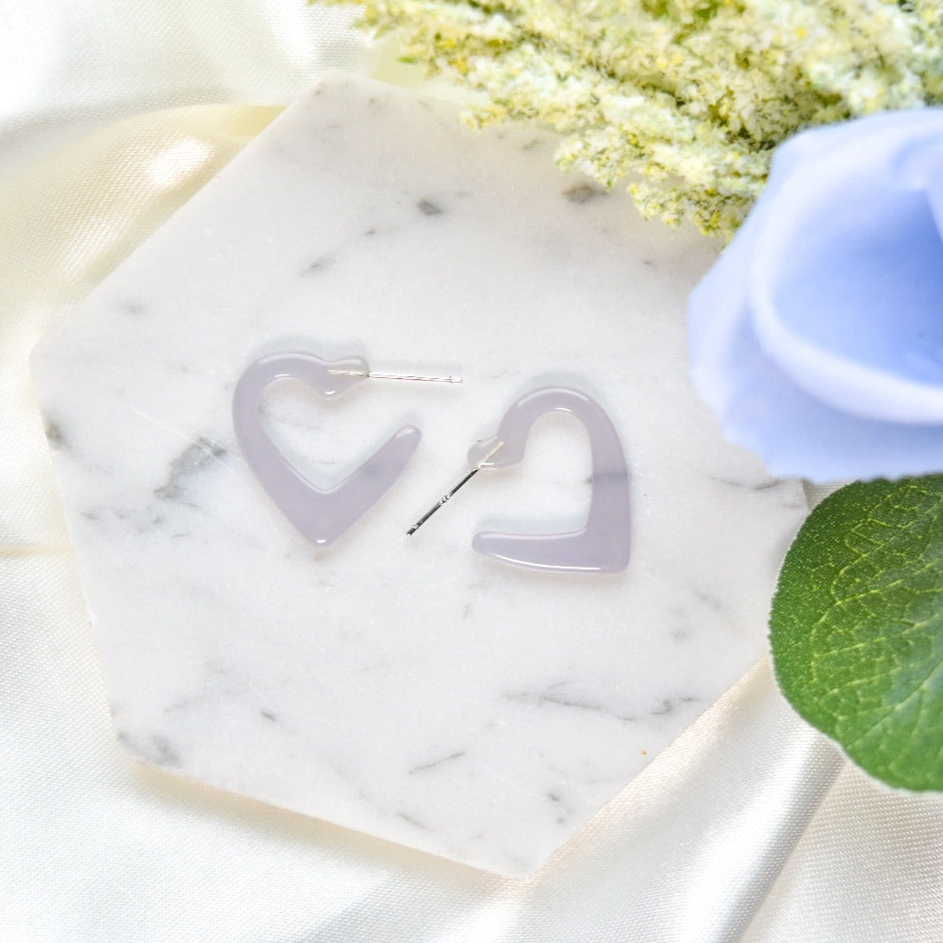 Mini Colorful Heart Hoops | Valentines Day Hoop Earrings | Colorful Tortoise Shell Acetate Hoops | 925 Sterling Silver Posts