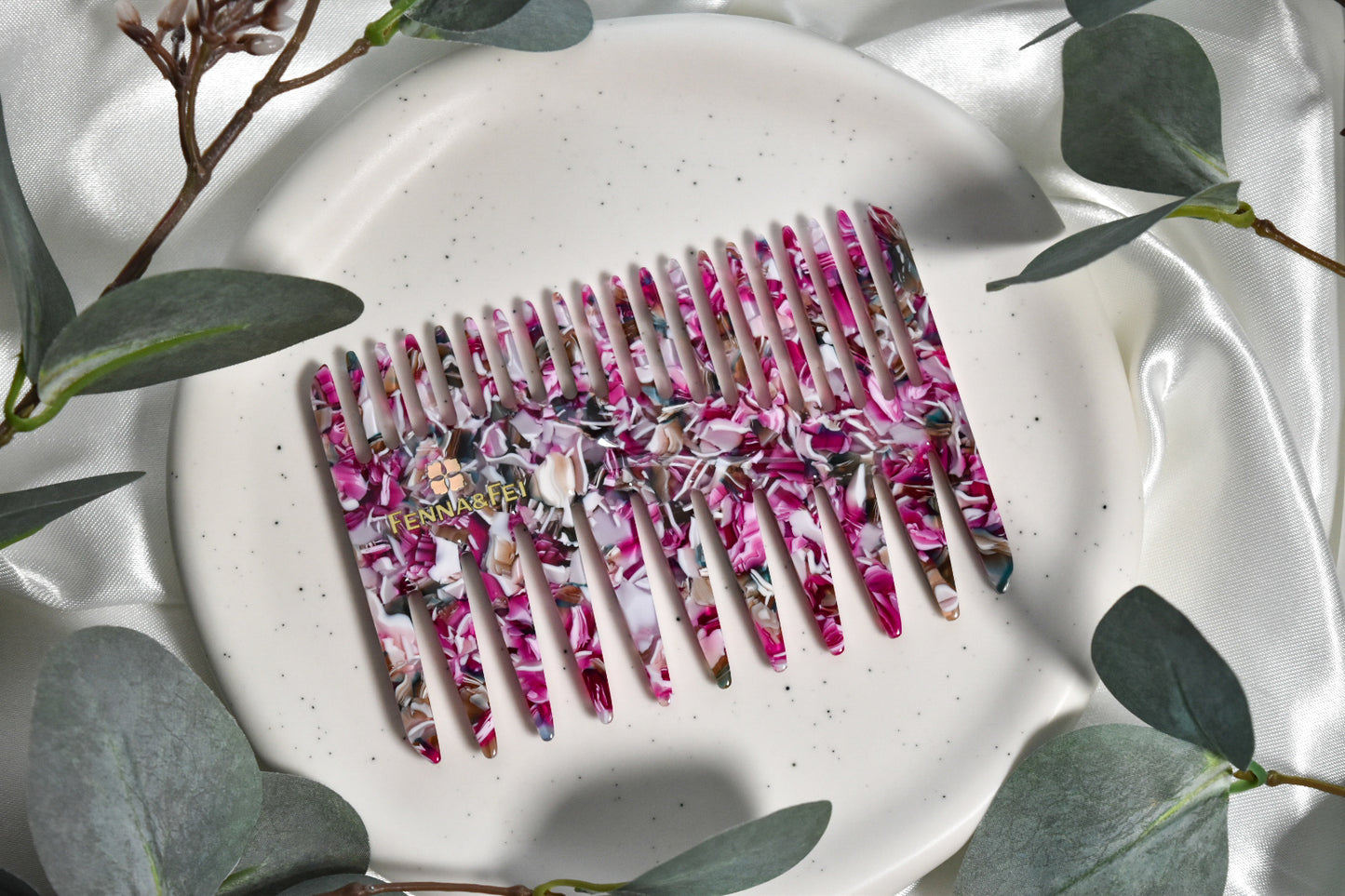 Duet Comb Collection | Tortoise Shell Hair Comb Pick Double Sided Hand Held Cellulose Acetate Resin