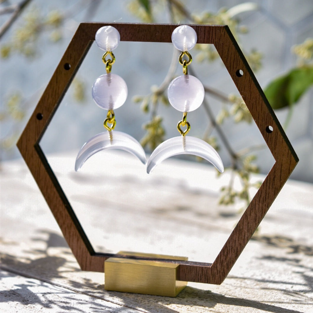 Lunar Dangle Collection | Italian Acetate Dangle Drop Earrings 925 Sterling Silver Posts