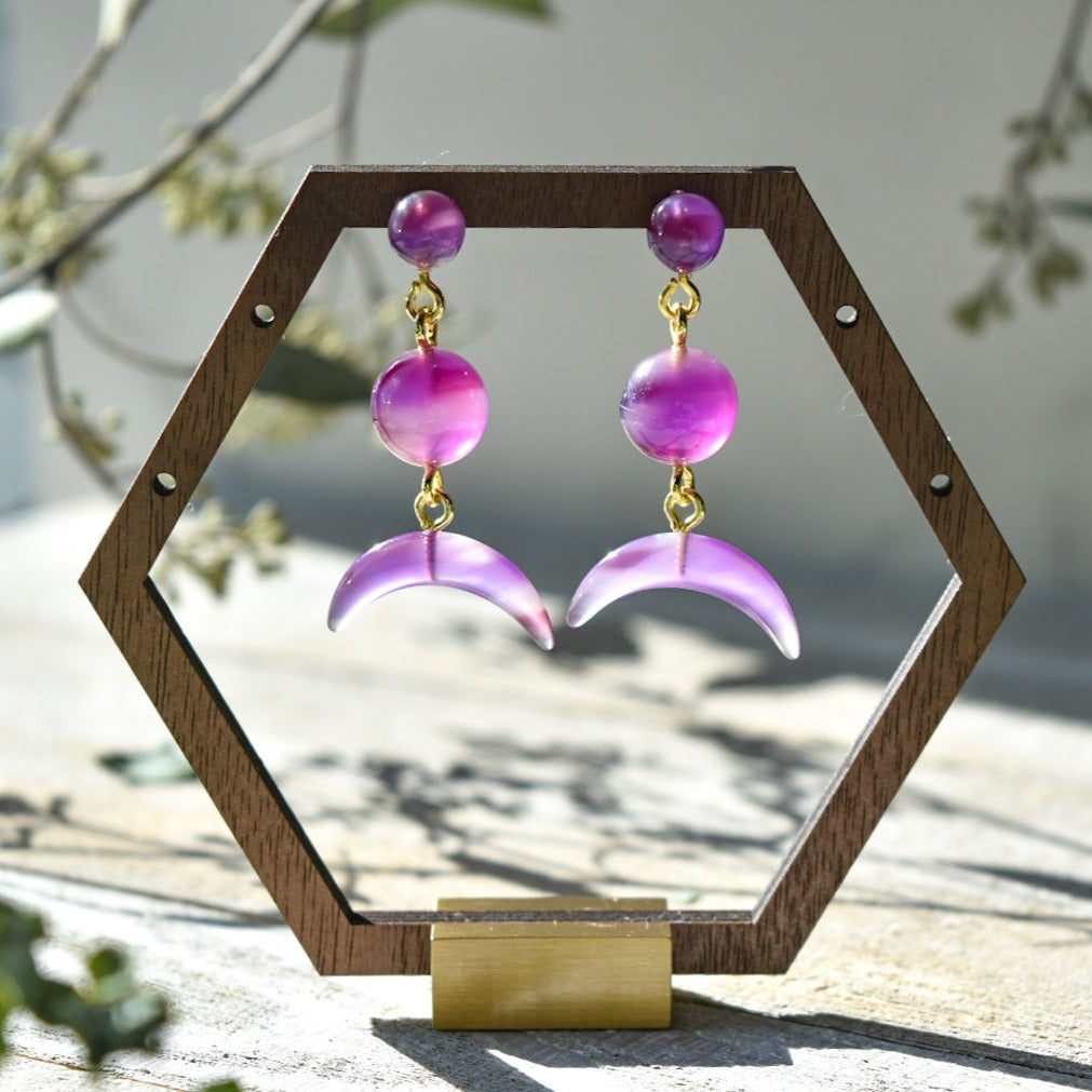 Lunar Dangle Collection | Italian Acetate Dangle Drop Earrings 925 Sterling Silver Posts