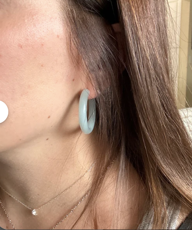 35mm Round Hoops in Robins Egg | Thick Chunky Light Blue Hoop Earrings Cellulose Acetate Statement 925 Sterling Silver Posts