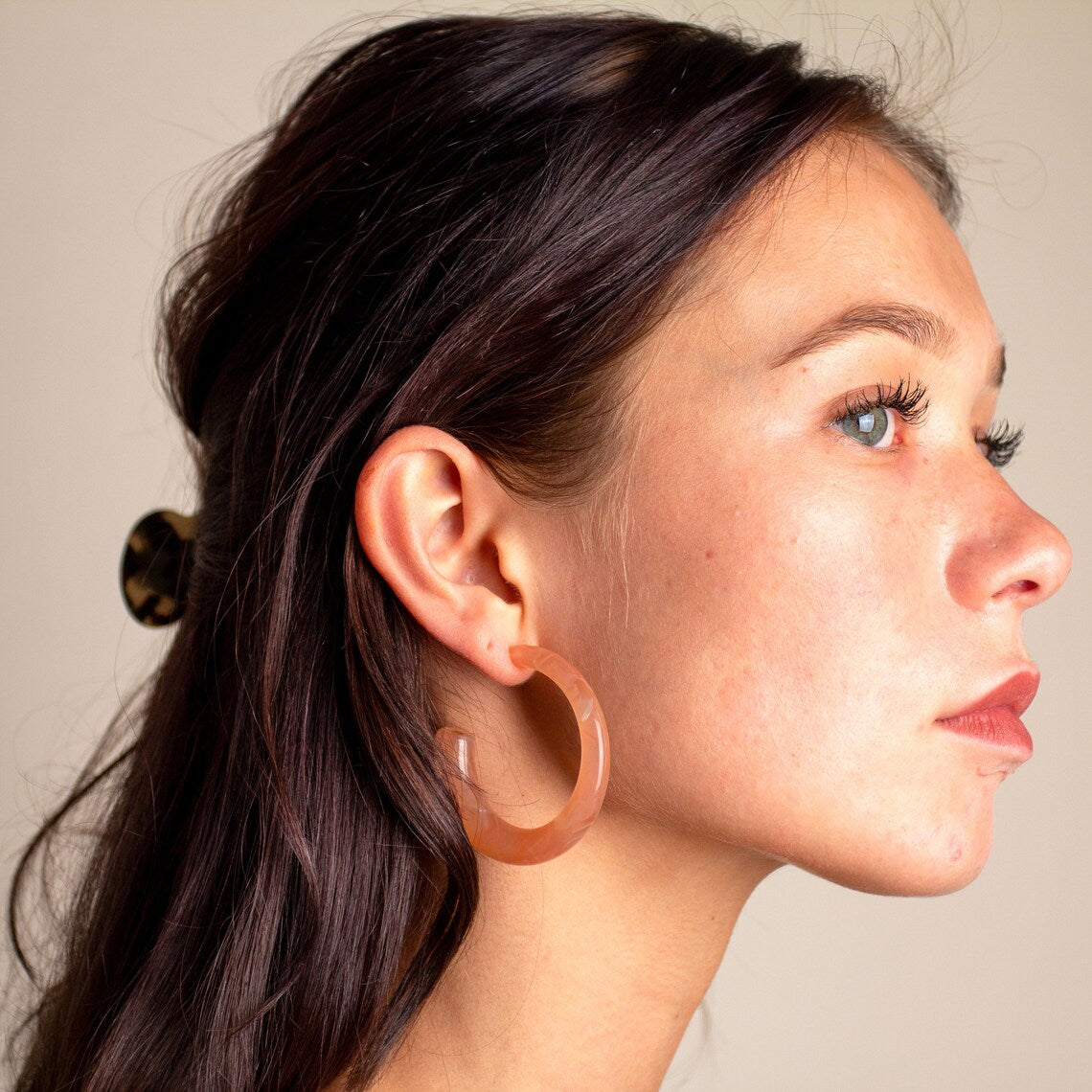 Sfera Hoop Collection | 55mm Large Statement Geometric Square Round Italian Cellulose Acetate Hoops 925 Sterling Silver Posts