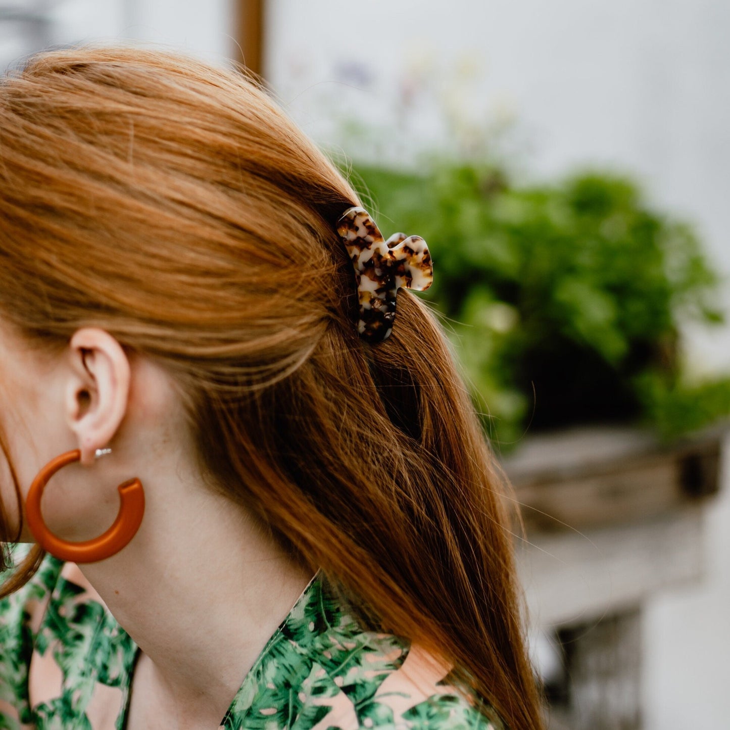Mini French Hair Claw in Honey Onyx | Marble Yellow Cream and Brown Hair Clip Acetate Stainless Steel