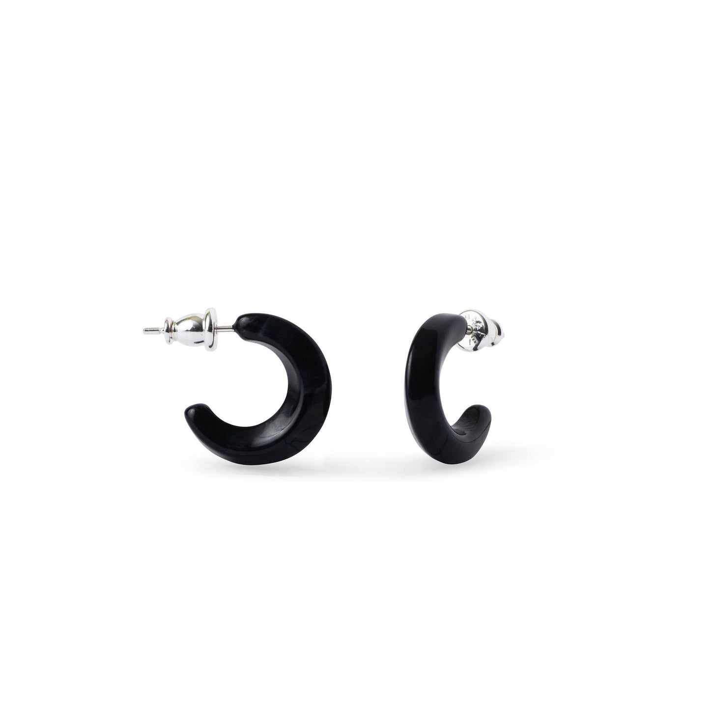 Huggie Crescent Hoops in Classic Tortoise | Mini Small Tortoise Shell Hoop Earrings 925 Sterling Silver