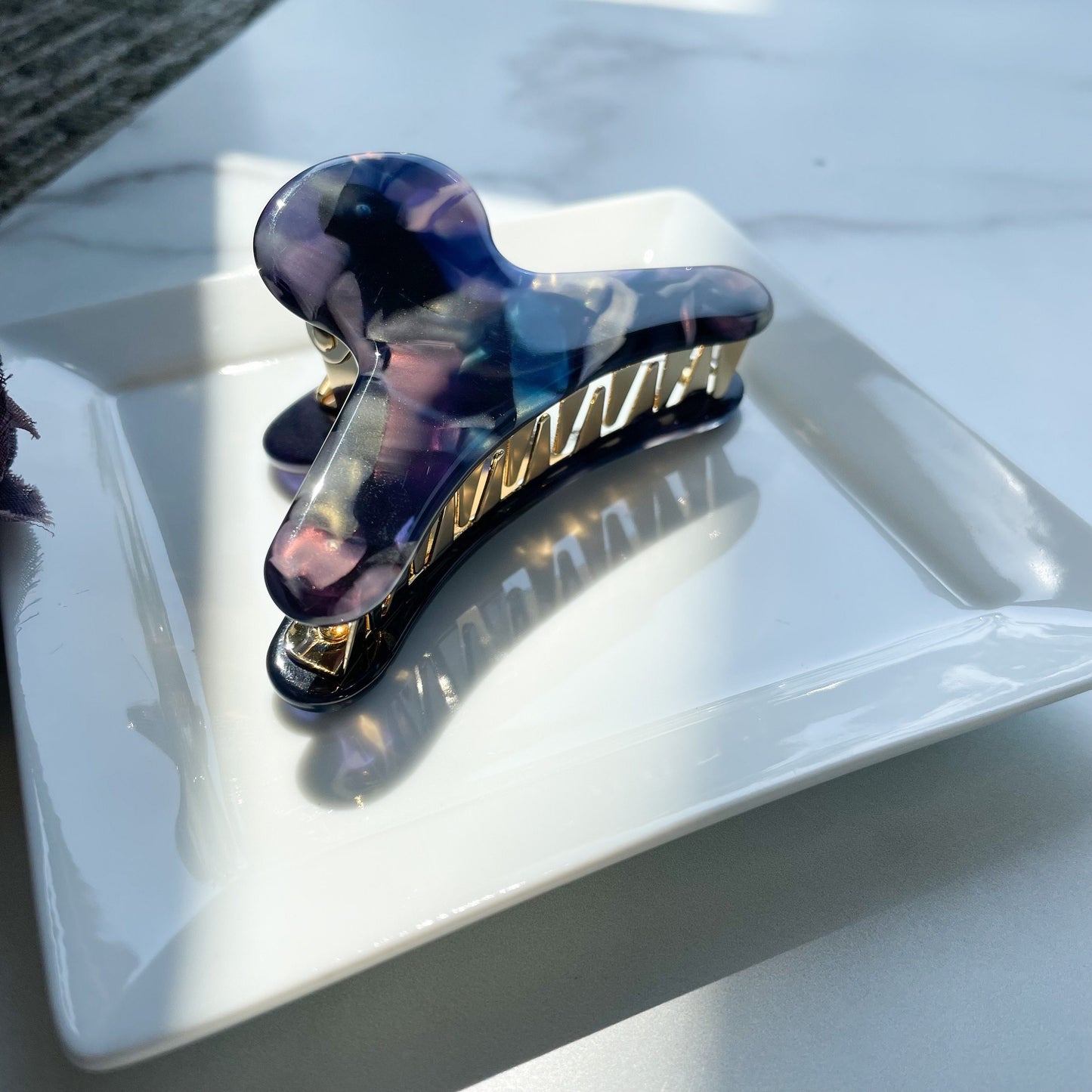 French Claw Collection in Galaxy | Italian Acetate Colorful Space Sparkle Hair Clip Claw