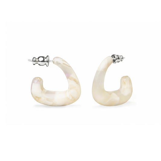 Trinity Hoops in Angel Wing | Cream Swirl Geometric Triangle Hoop Earrings Sterling Silver Posts