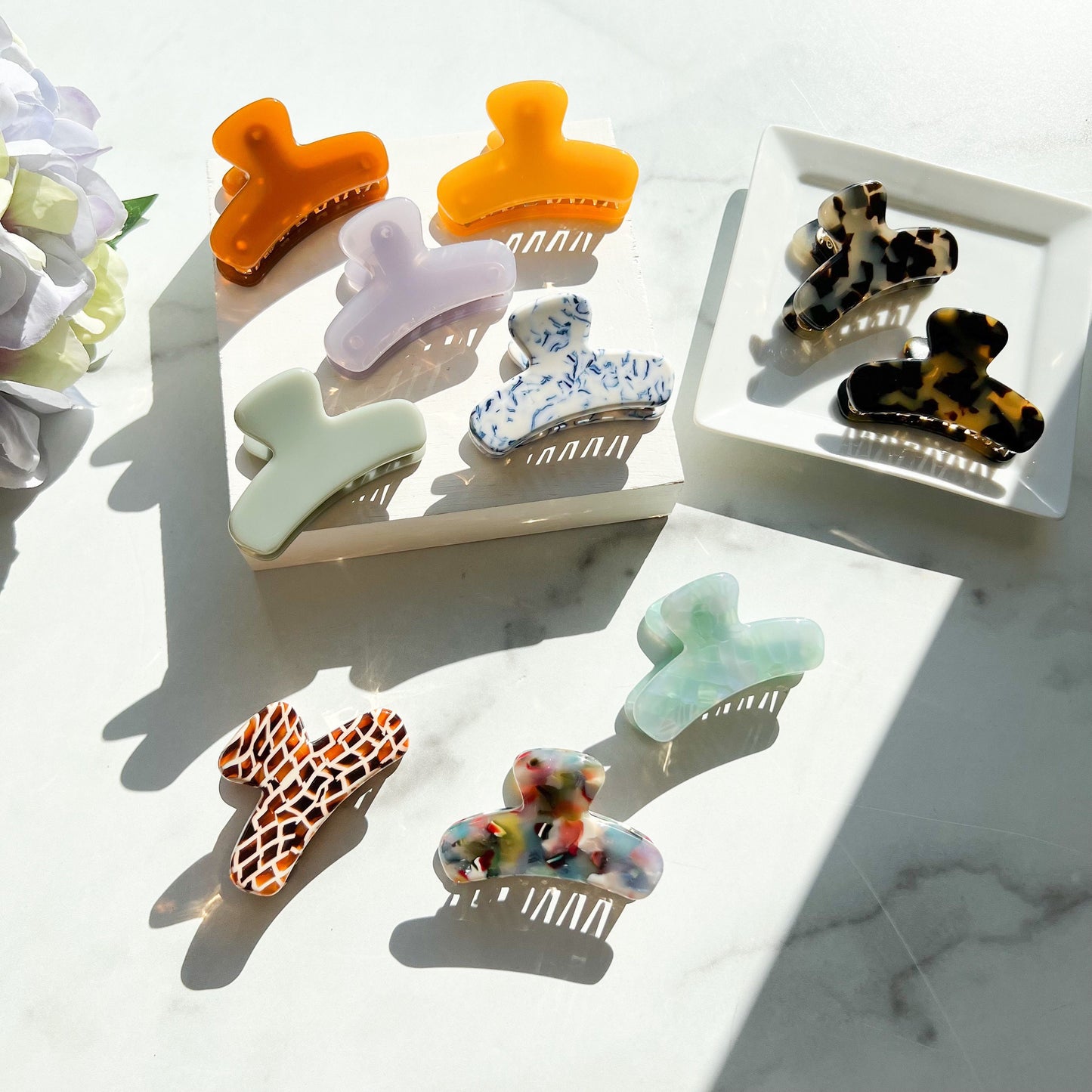 Mini French Claw Collection| Cellulose Acetate Resin Small Tortoise Shell Stainless Steel Hair Clip