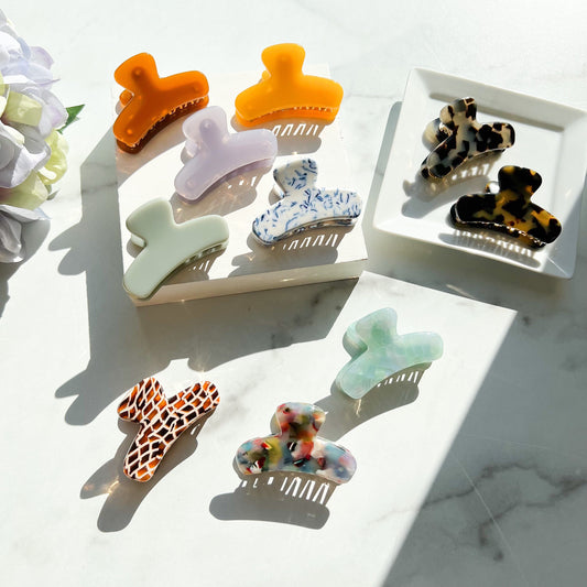 Mini French Claw Collection| Cellulose Acetate Resin Small Tortoise Shell Stainless Steel Hair Clip
