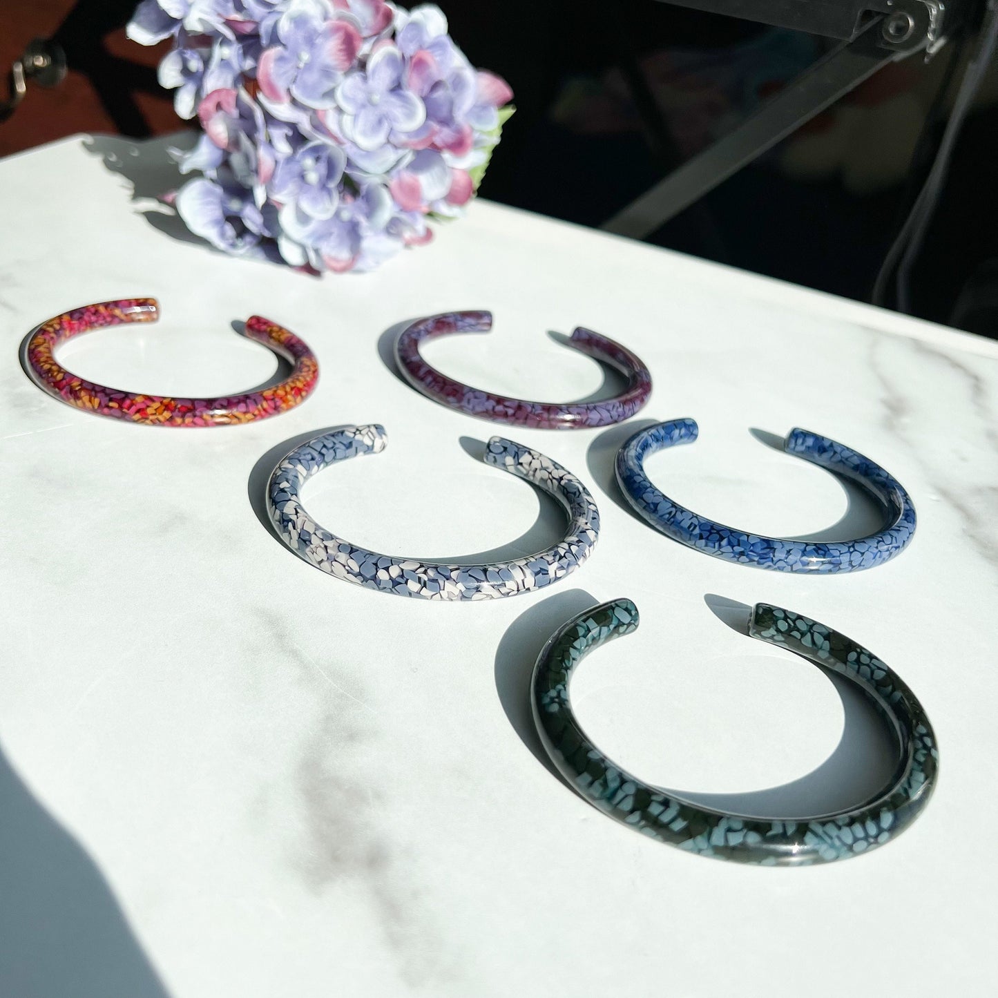 Lush Cuffs in the Hydrangea Collection| Floral Flower Bracelets Bangle Cuff