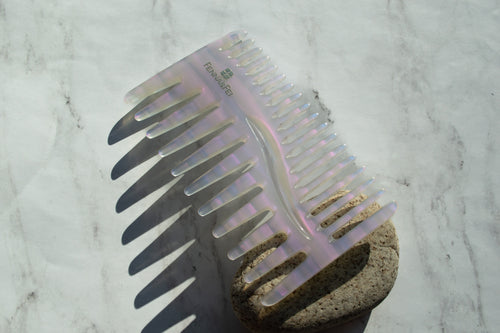 Double Sided Travel Sized Comb in Mystic Amethyst | Purple Translucent Comb | Eco-Friendly | Handmade | Wet Comb | Curl Separator