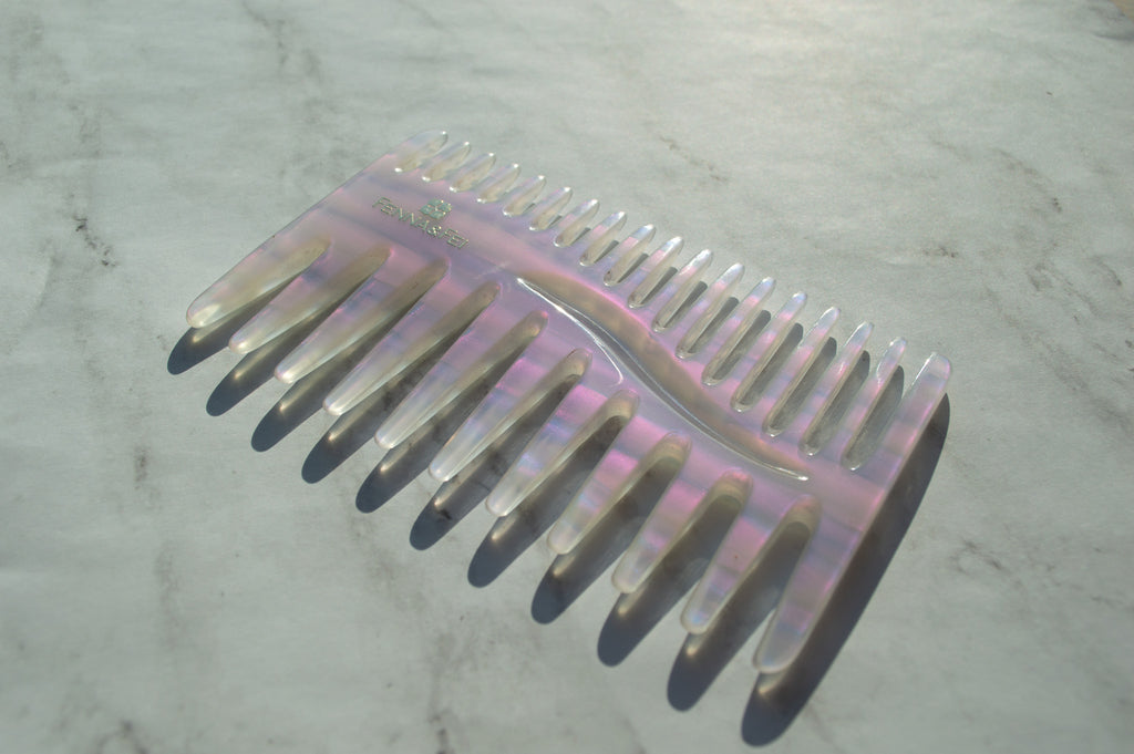 Double Sided Travel Sized Comb in Mystic Amethyst | Purple Translucent Comb | Eco-Friendly | Handmade | Wet Comb | Curl Separator