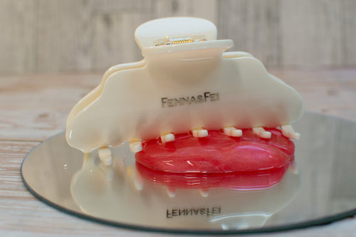 Cloud Claw in Flower of The Valley | Bright Solid White | Hair Claw for Thick Hair | Light Weight Cloud | Hand Made