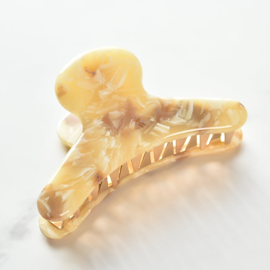 French Claw in Honey Onyx | Marble Yellow Cream and Brown Hair Clip
