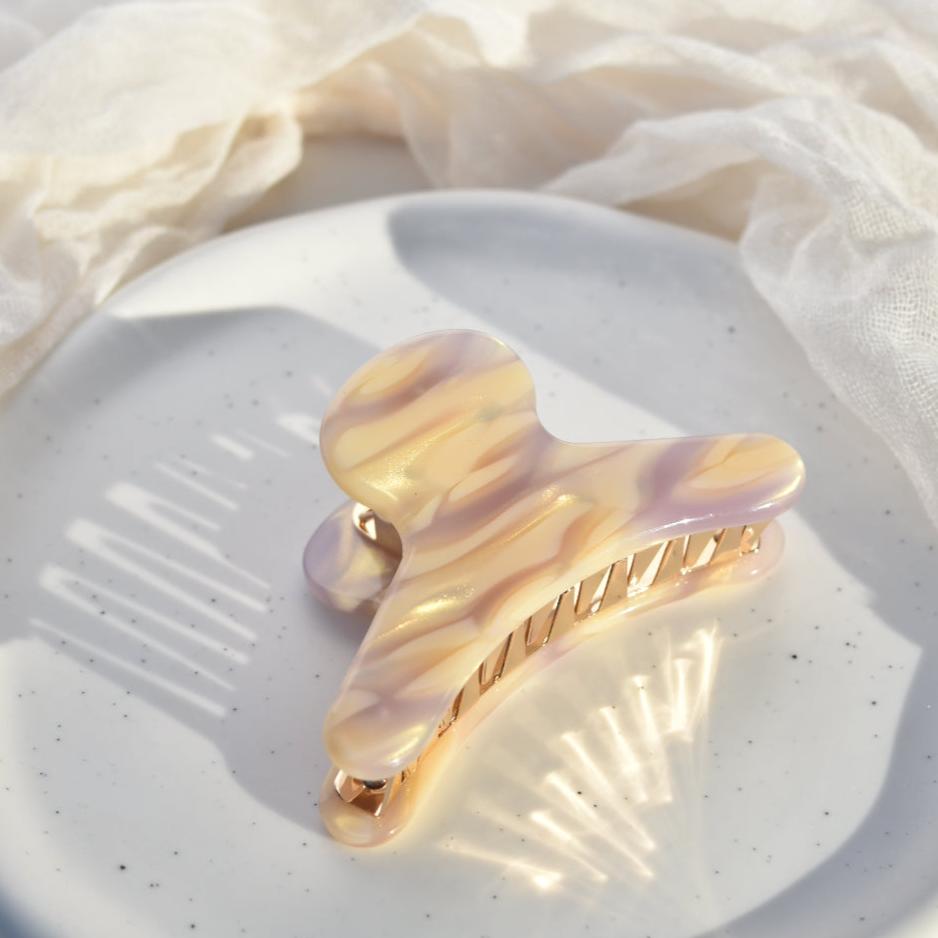 French Hair Claw in Dahlia | Cream and Purple Hair Clips Acetate Stainless Steel