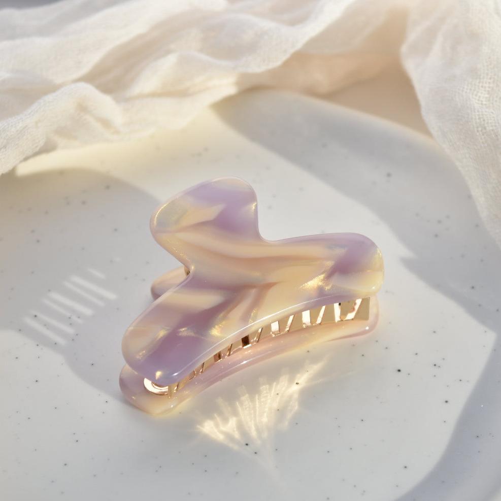 Mini French Hair Claw in Dahlia | Cream and Purple Hair Clip Acetate Stainless Steel