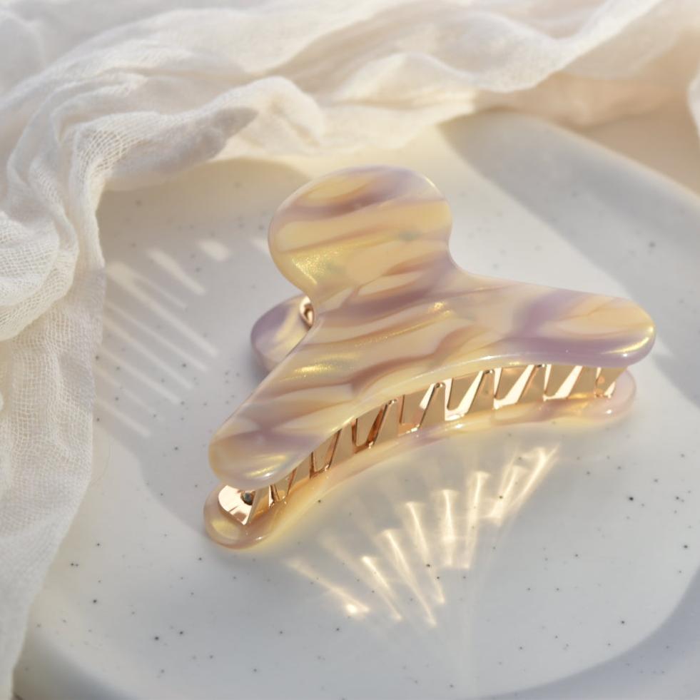 French Hair Claw in Dahlia | Cream and Purple Hair Clips Acetate Stainless Steel