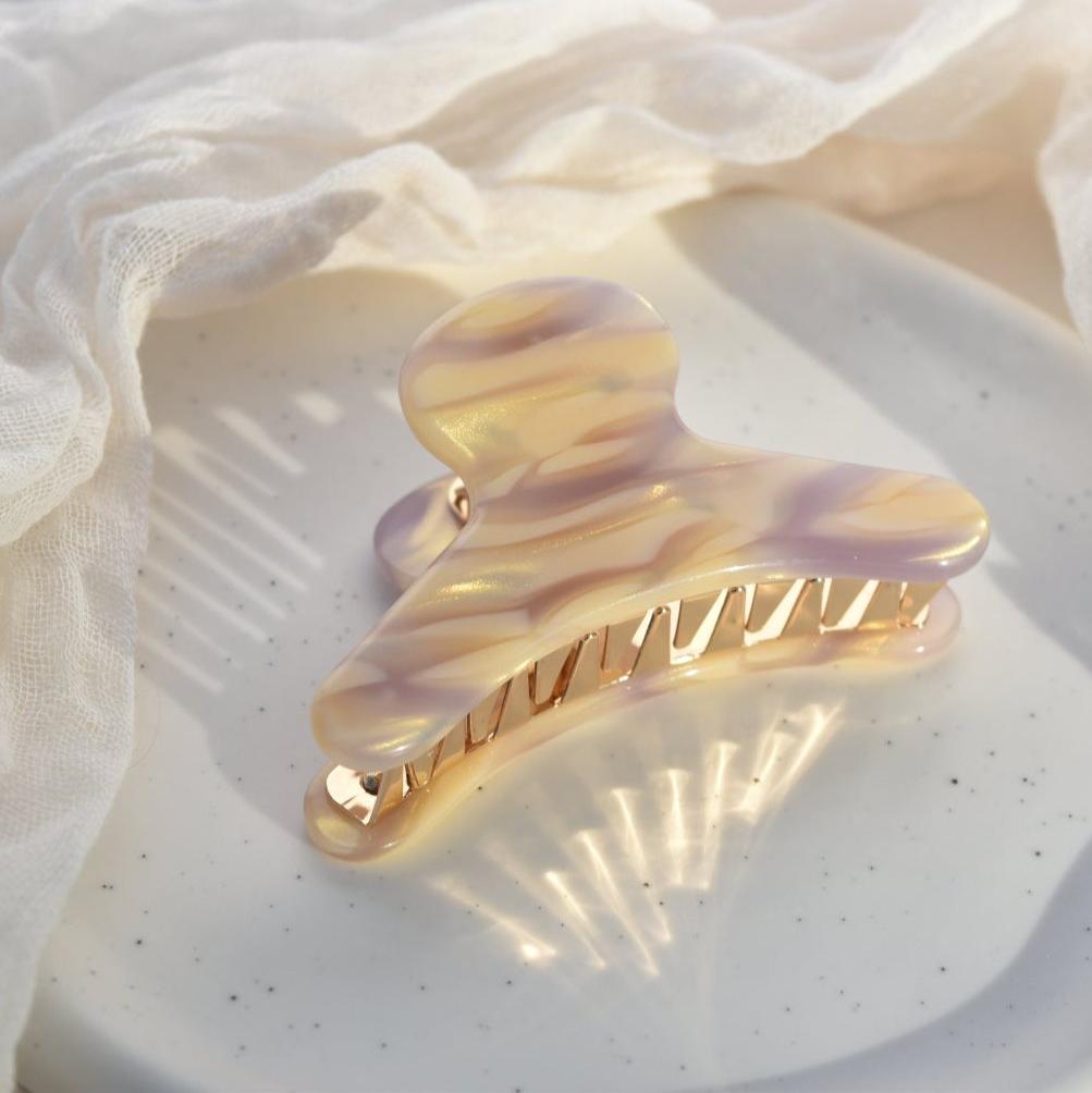 French Hair Claw in Dahlia | Cream and Purple Hair Clips Acetate Stainless Steel