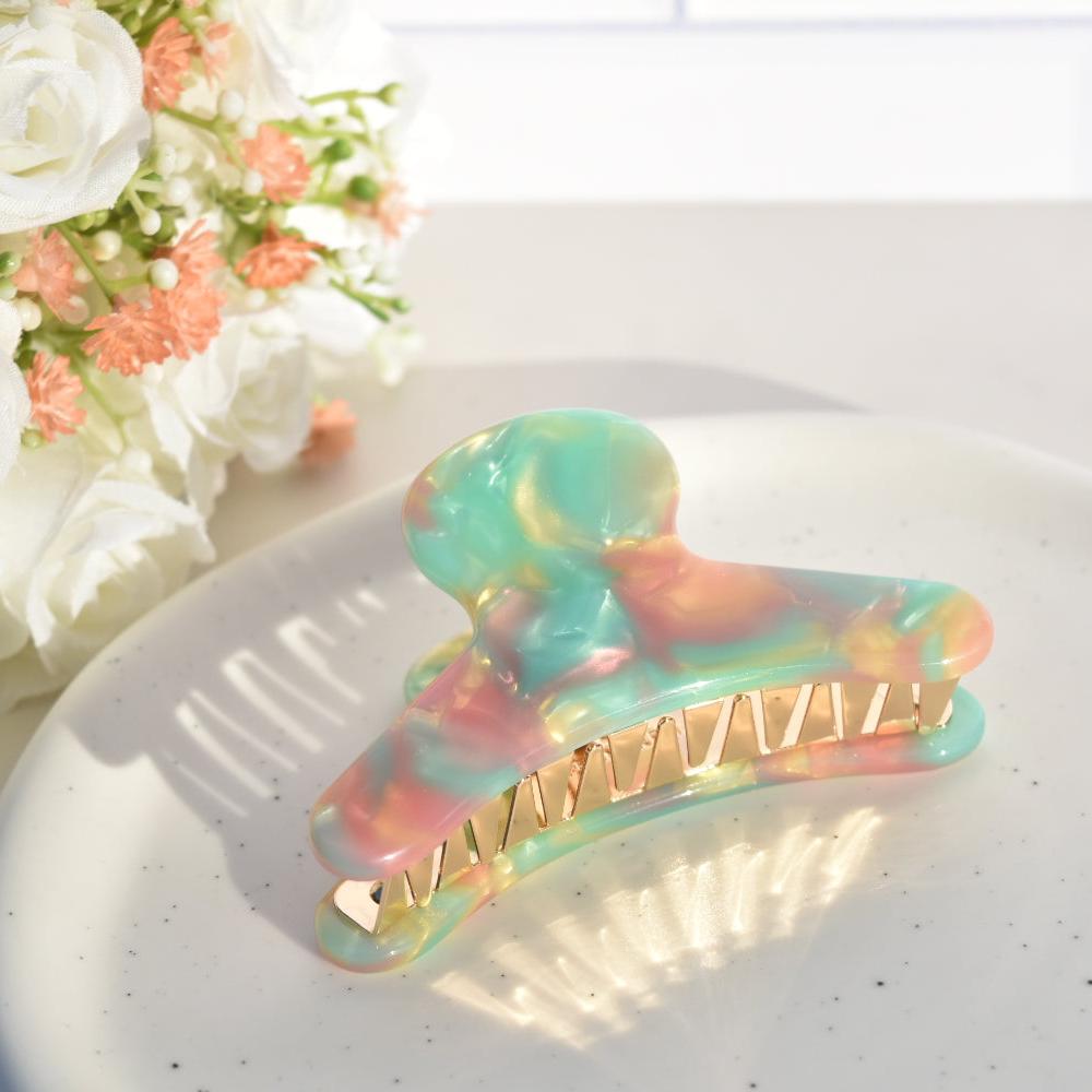 French Hair Claw in Mirage | Pink, Blue, and Gold Hair Clips Acetate Stainless Steel