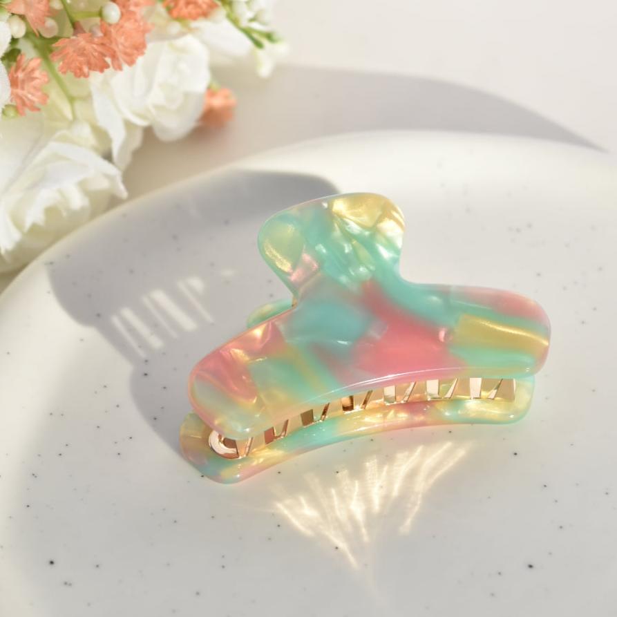 Mini French Hair Claw in Mirage | Pink, Blue, and Gold Hair Clip Acetate Stainless Steel