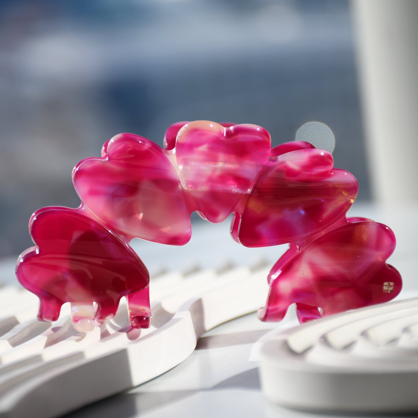 Heart Hair Claw in Zinnia | Pink Hair Clips Acetate