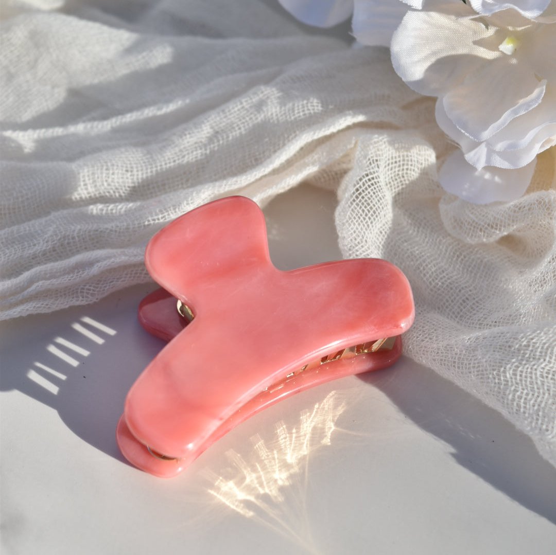 Mini French Hair Claw in Rose Quartz | Pink Hair Clip Acetate Stainless Steel