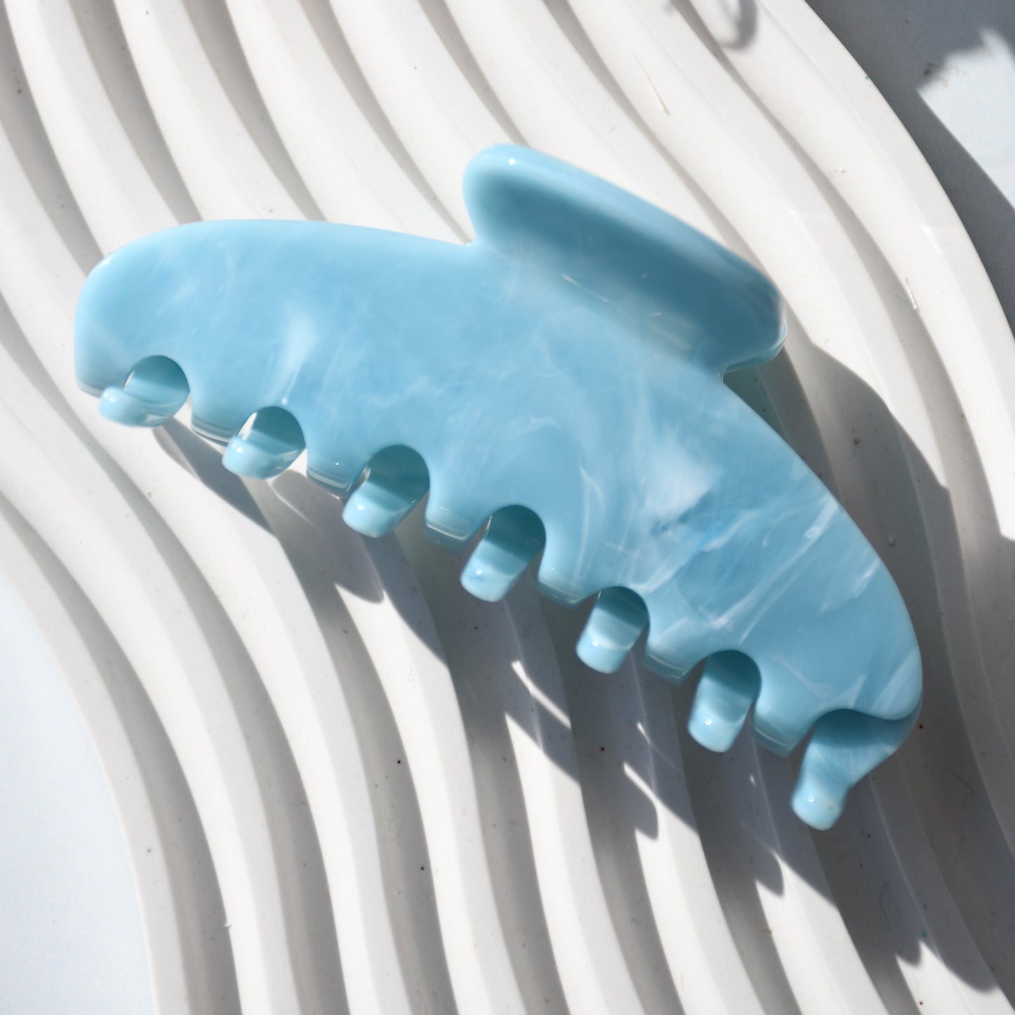 Oval Acetate Hair Claw in Leland Stone | Blue Hair Claws Acetate