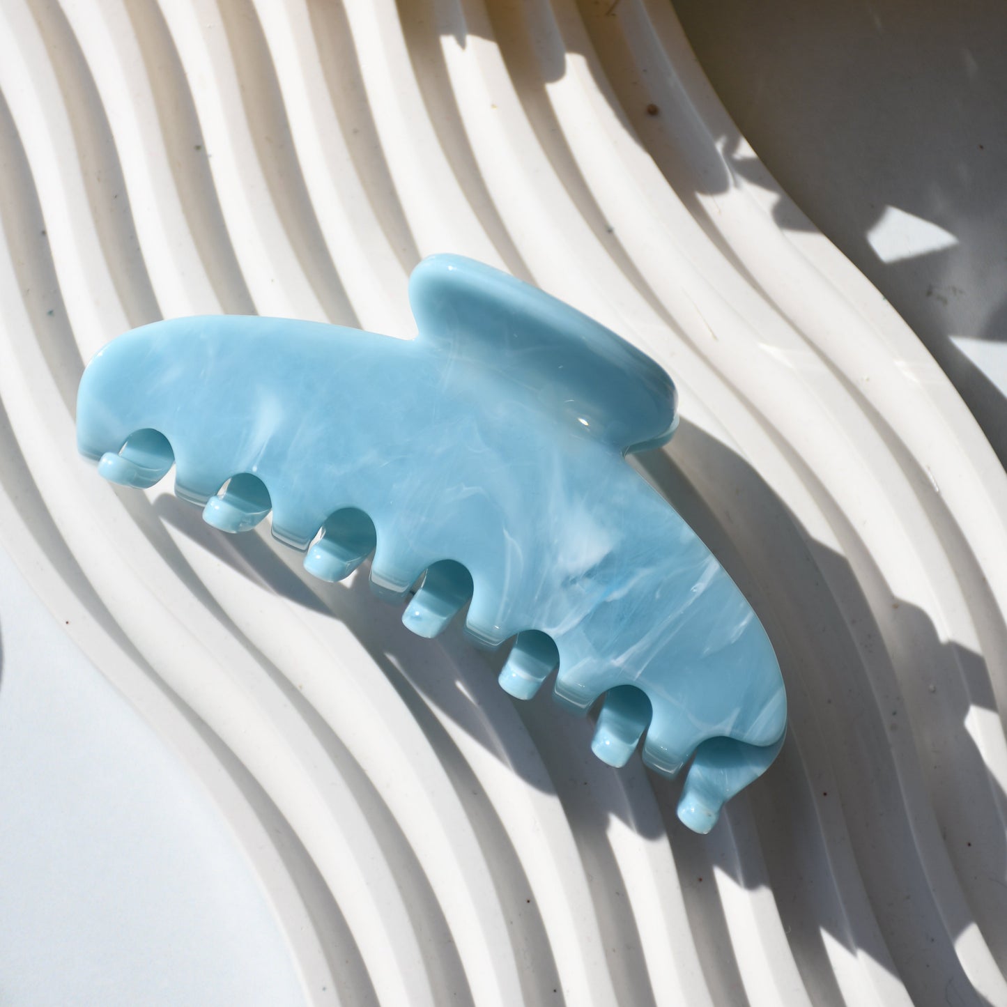 Oval Acetate Hair Claw in Leland Stone | Blue Hair Claws Acetate