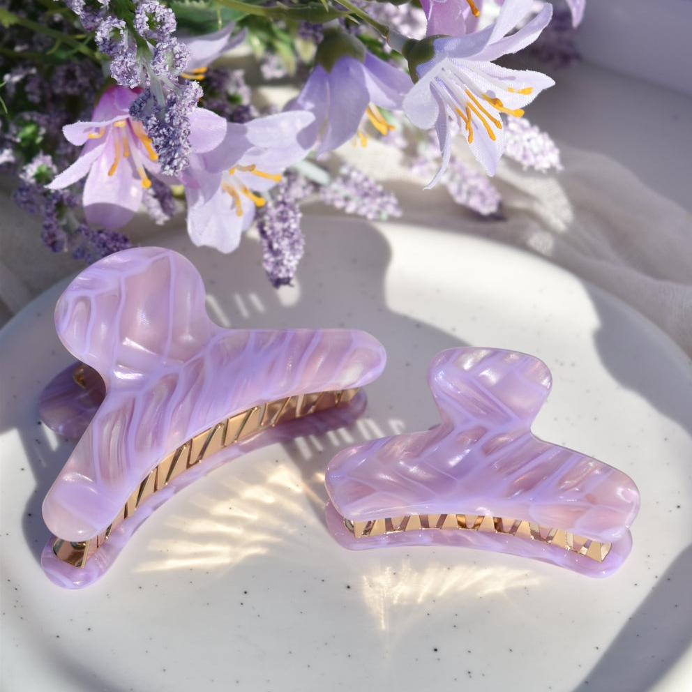 Mini French Hair Claw in Wisteria | Purple Hair Clip Acetate Stainless Steel