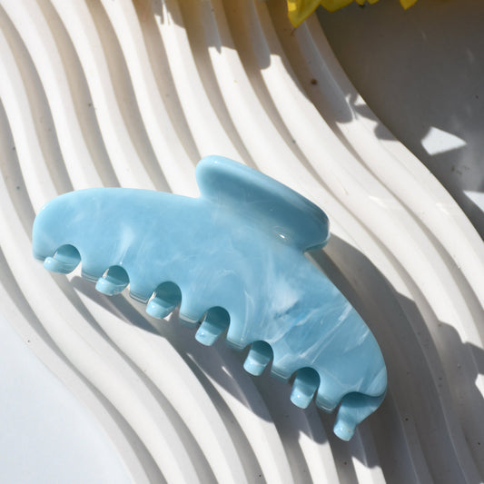 Oval Acetate Hair Claw in Leland Stone | Blue Hair Claws Acetate