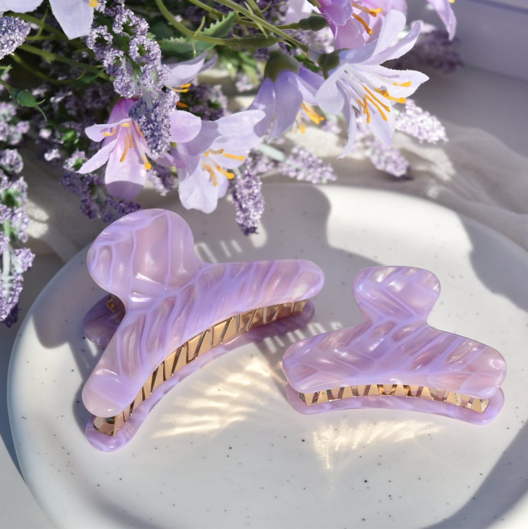 Mini French Hair Claw in Wisteria | Purple Hair Clip Acetate Stainless Steel