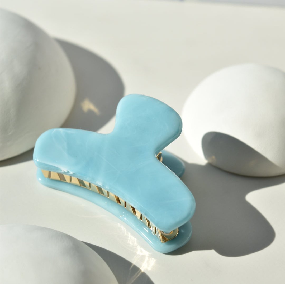 Mini French Hair Claw in Leland Stone | Blue Hair Clip Acetate Stainless Steel