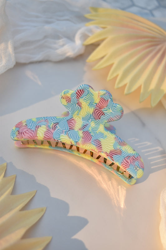 Swan French Claw Collection | Iridescent Opal and Colorful Coral | Italian Acetate and Stainless Steel Hair Claw Clip