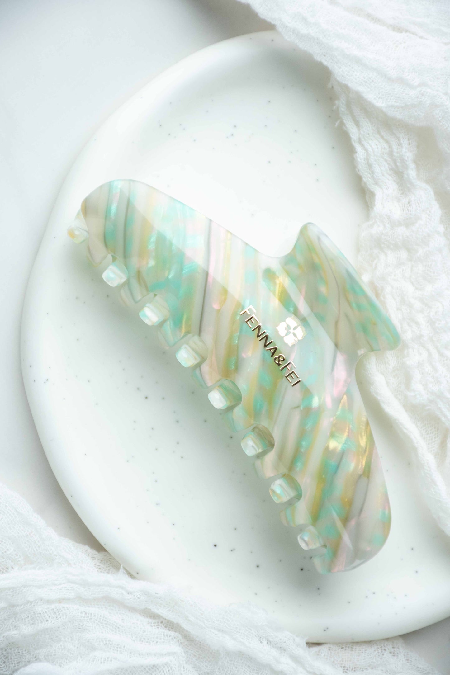 Glamour Grip Wave Claw in Desert Opal | White Green Pink Teal | Italian Acetate Tortoise Shell Large Hair Clip