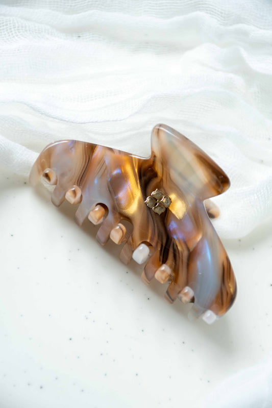 Glamour Grip Mini Claw in Ametrine | Bronze Gold Lavender | Italian Acetate Tortoise Shell Small Hair Clip