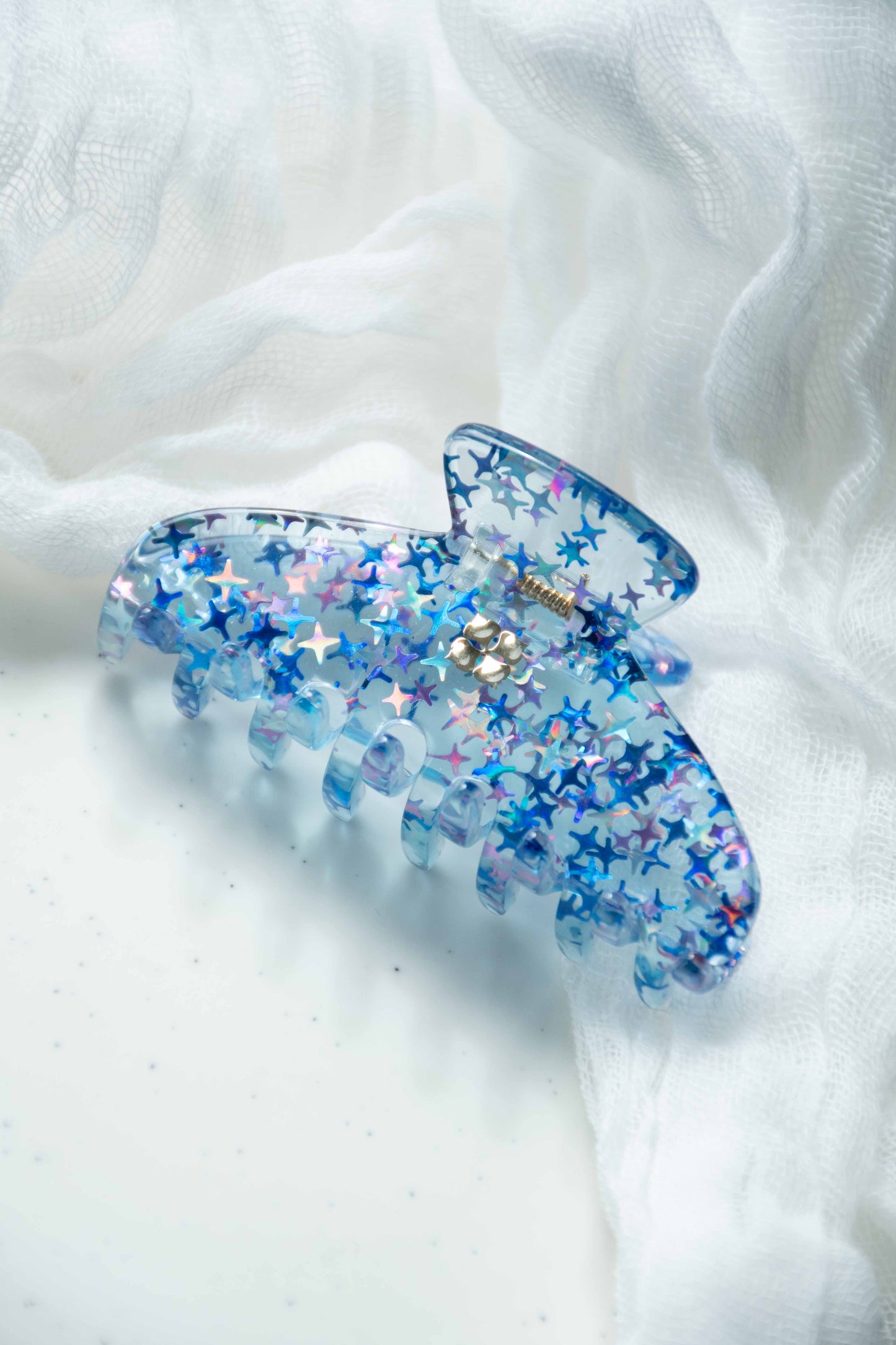 Glamour Grip Mini Acetate Hair Claw in The Jelly Collection | Pink Blue Clear Glitter | Italian Acetate Tortoise Shell Small Hair Clip