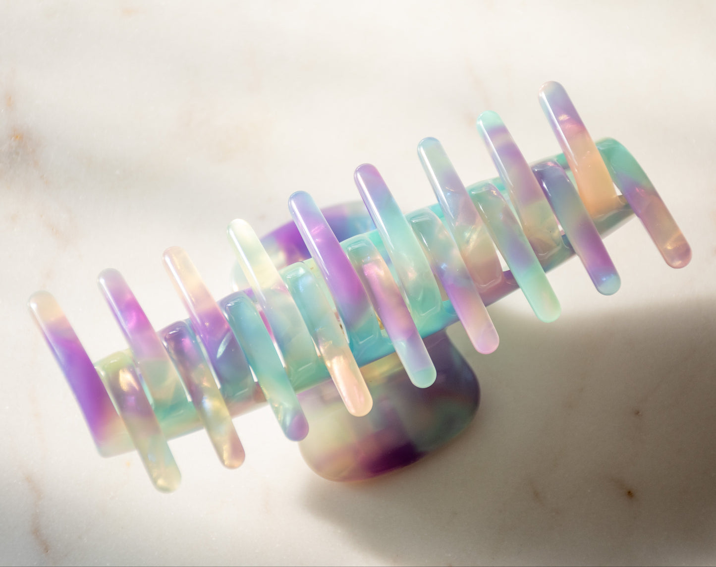 Rectangle Acetate Hair Claw in Nightshade Nectar | Purple, Blue, and Green Hair Clips Acetate