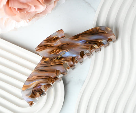 Glamour Grip XL Claw in Ametrine | Bronze Gold Lavender | Italian Acetate Tortoise Shell XL Hair Clip