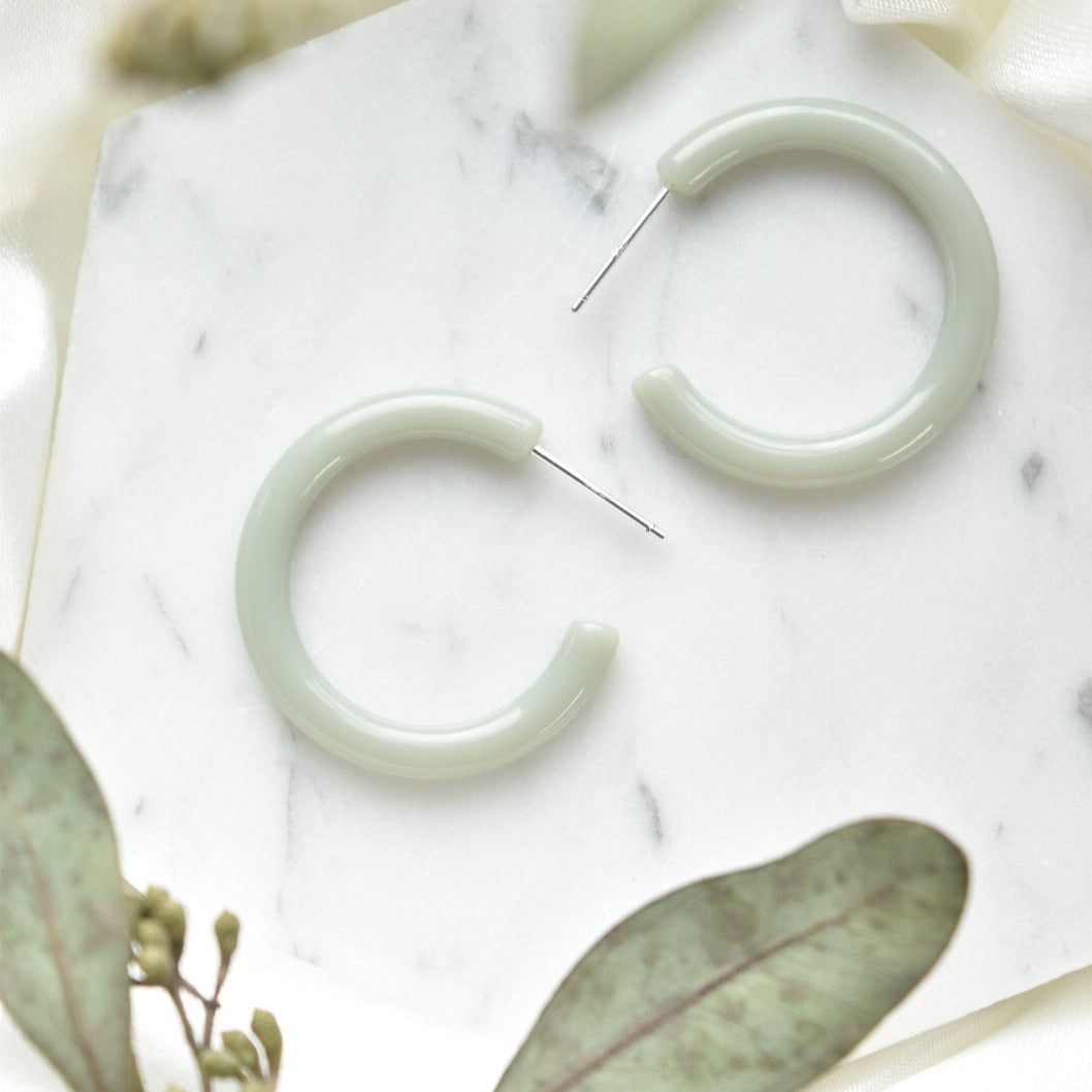 30mm Thin Round Hoops | Hoop Earrings Cellulose Acetate 925 Sterling Silver Posts