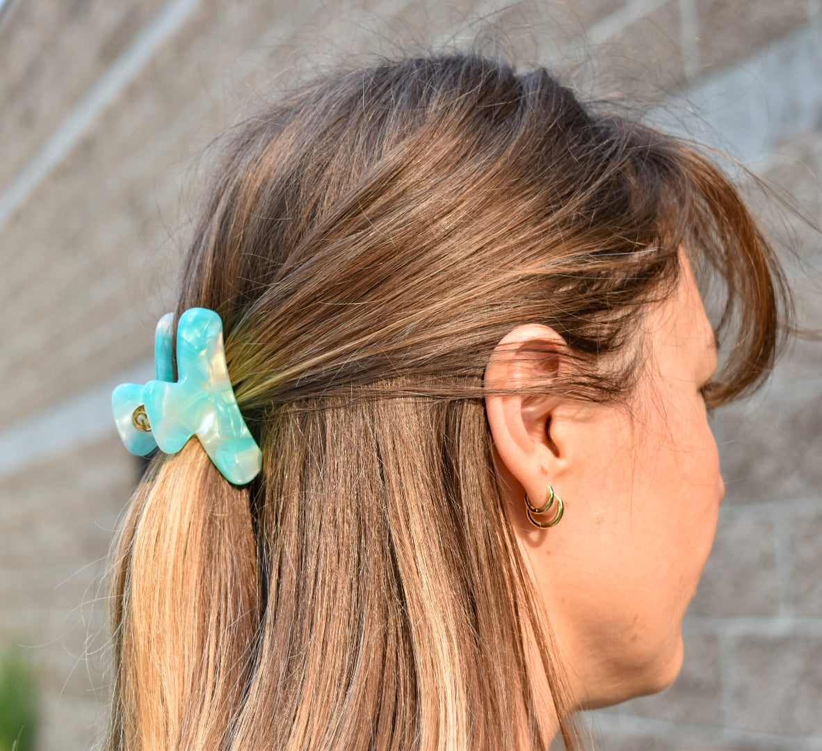 Mini French Hair Claw in Bahama | Teal Hair Clip Acetate Stainless Steel