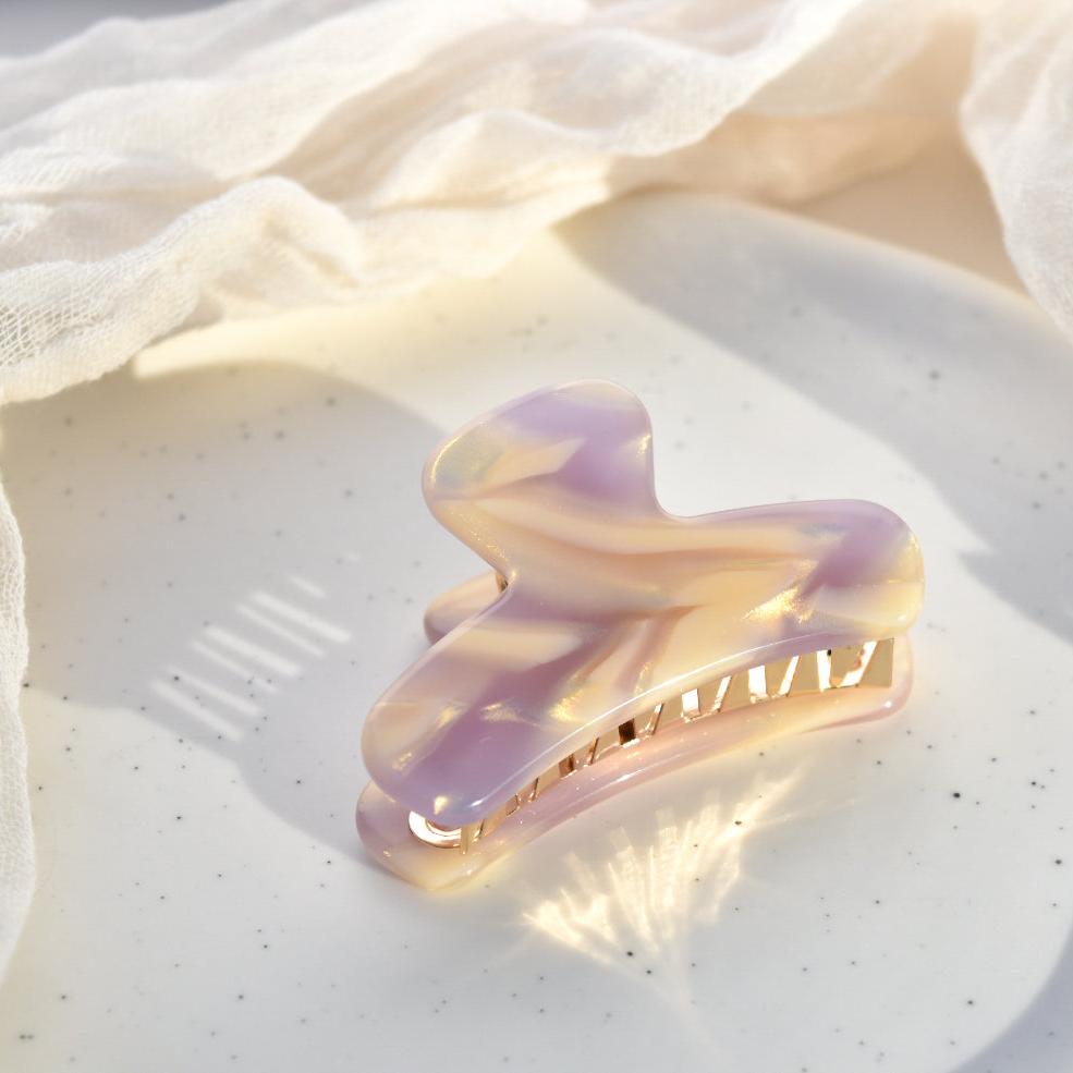 Mini French Hair Claw in Dahlia | Cream and Purple Hair Clip Acetate Stainless Steel